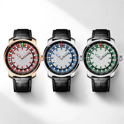 AILANG Fashionable and Noble Red Top Men Mechanical Watch Button Gambling Table Game Roulette Watches Pointer Sapphire Watch
