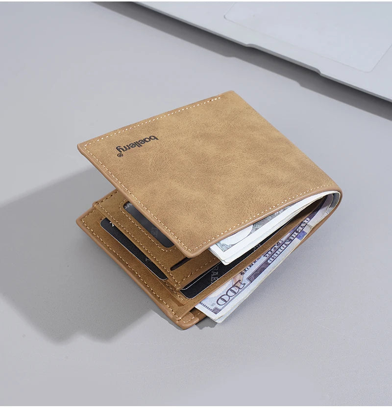 New Men's leather short wallet thin wallet Lightweight minimalist soft wallet