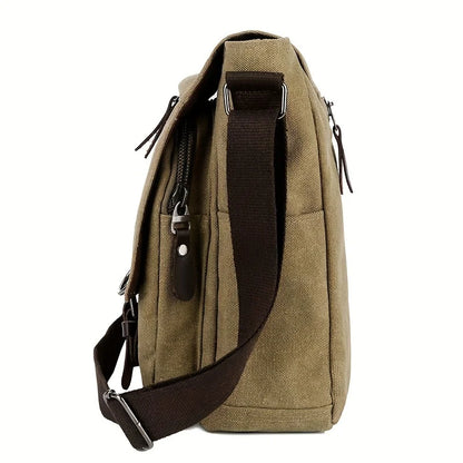 Retro Canvas Messenger Bag for Men, Large Sling Bag, Casual Crossbody Bag for Hanging Out Daily Commute, School Bag College Bags