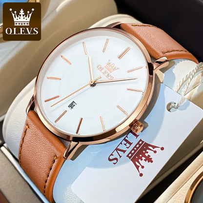 OLEVS 5869 Original Brand Fashion Men's Watch Simplicity Dial Trendy Quartz Watch Waterproof Date Milanese Mesh Belt  Wristwatch