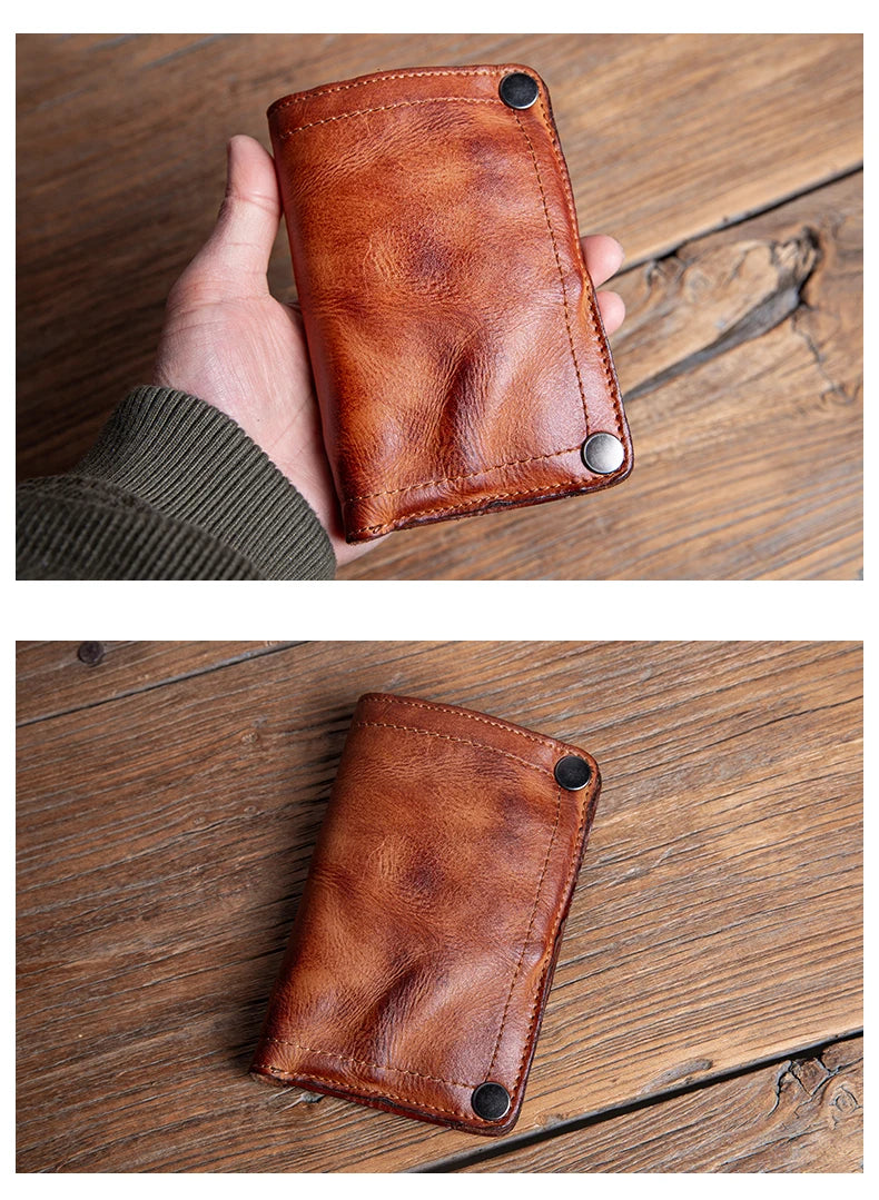 GURO High Quality Men Genuine Leather Wallet Vintage Bifold Money Clip Credit Card Holder Luxury Design with Zipper Coin Pocket