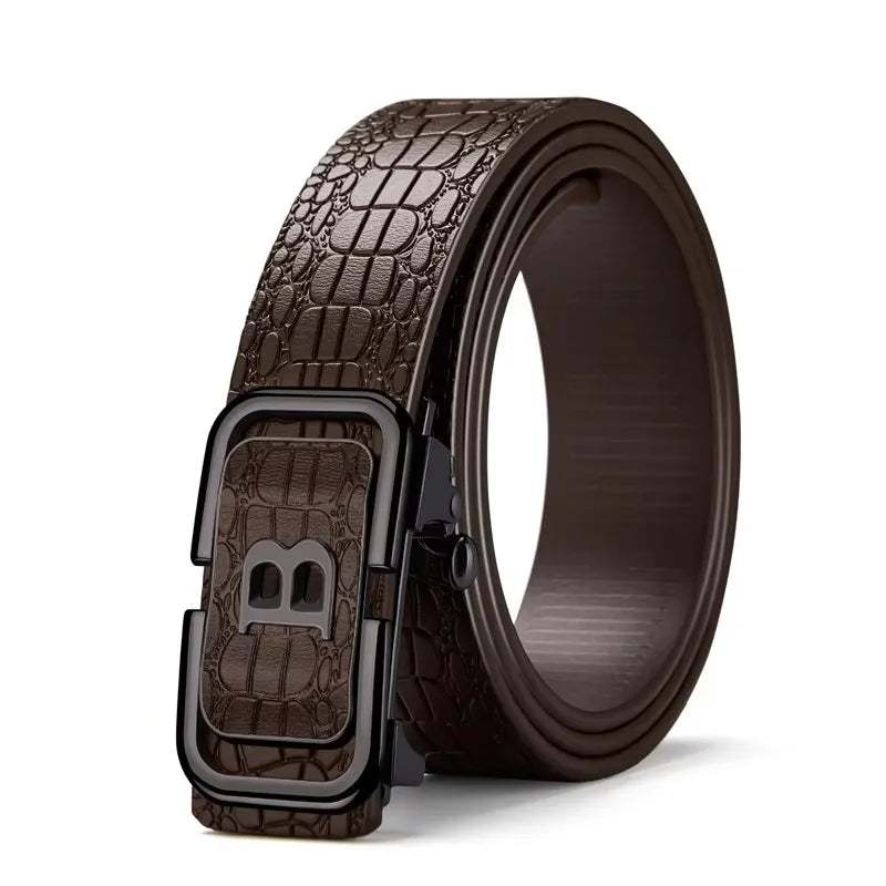 PAUL HUEMAN Stylish Men's PU Leather Belt - Fashion Belts  Business Automatic Buckle