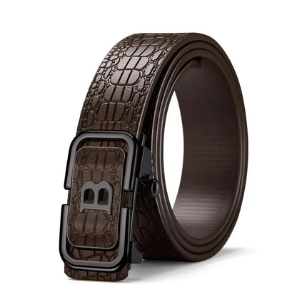PAUL HUEMAN Stylish Men's PU Leather Belt - Fashion Belts  Business Automatic Buckle