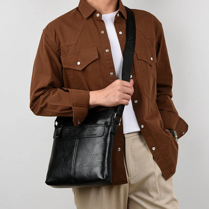 Men's Business Casual Backpack, Single-Shoulder Crossbody Pu Leather Briefcase, Multi-Compartment Large Capacity
