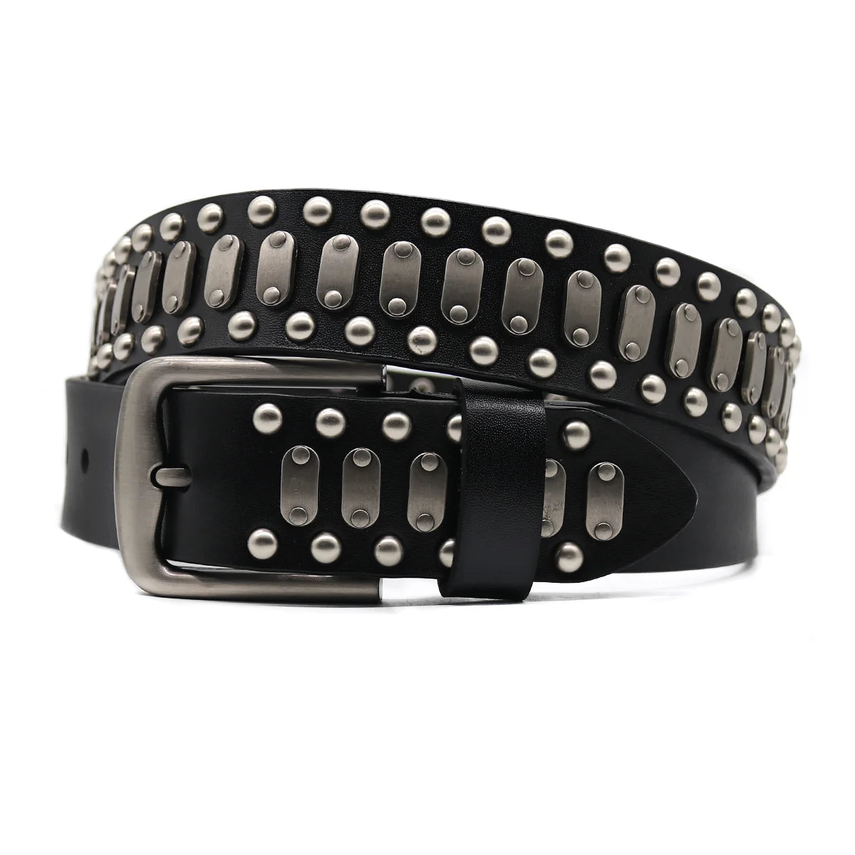 Men Belt Punk Rivet Jeans Belts For WOMEN  NEW Metal Rivet Cowboy Belt Genuine Leather Cowskin