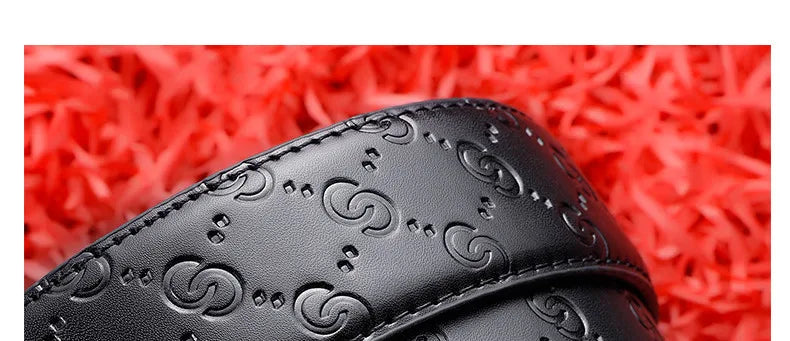 Fashion Business Men'S Belt Genuine Luxury Brand Metal Buckle Belt High-Quality PU Leather Soft Belt With Cargo Pants Jeans