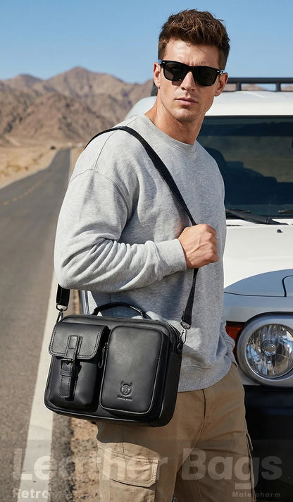 BULLCAPTAIN New Genuine Leather Men Crossbody Bag Male Briefcase Messenger Bag Casual Business Briefcase Style Men Shoulder Bag