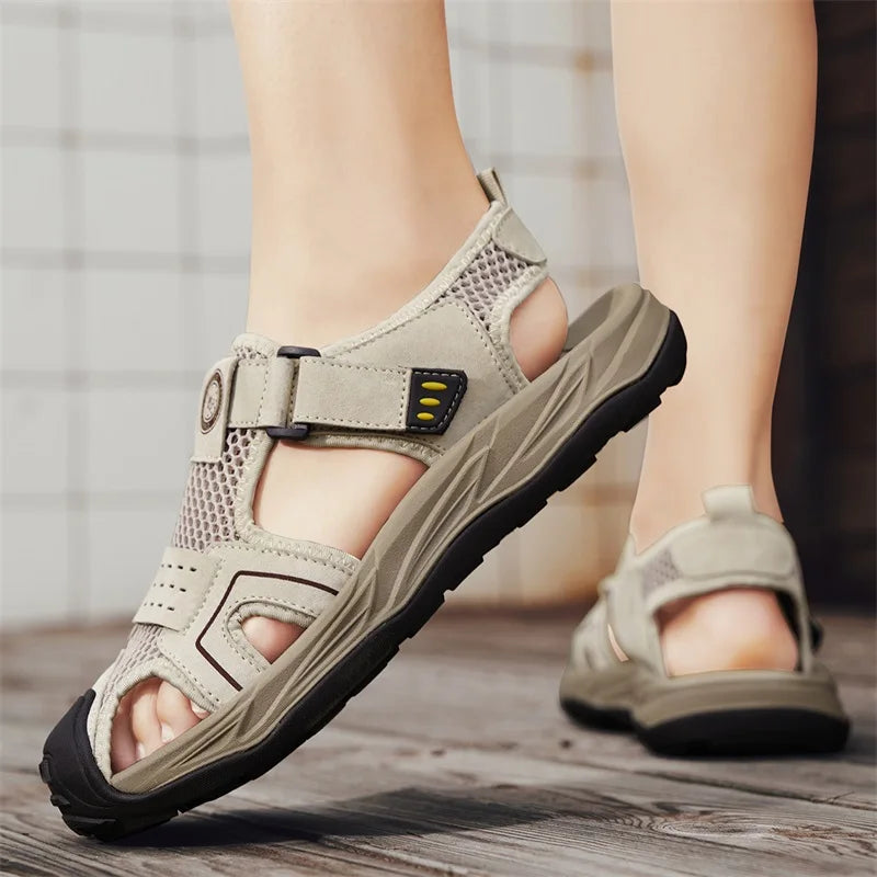 Summer Men' Sandals Breathable Beach Shoes Outdoor Men Casual Sandalies Fashion Male Casual Flats Quick Dry Walking Summer Shoes