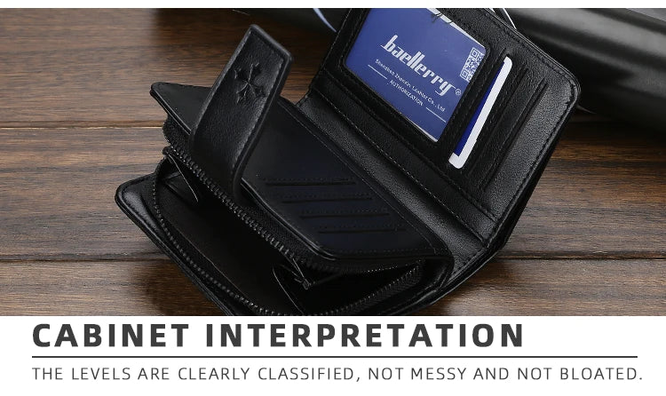 New Business Men Wallets Zipper Card Holder High Quality Male Purse New PU Leather Vintage Coin Holder Men Wallets