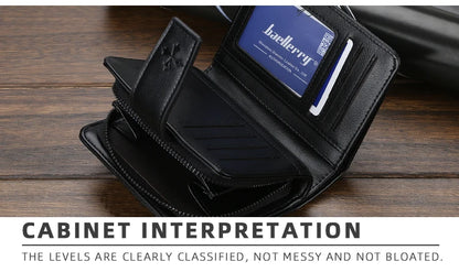 New Business Men Wallets Zipper Card Holder High Quality Male Purse New PU Leather Vintage Coin Holder Men Wallets