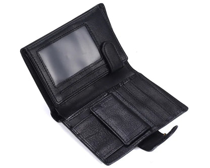 New Men Wallet Cowhide Genuine Leather Wallets Coin Purse Clutch Hasp Open Top Quality Retro Short Wallet Multi Cards Slots