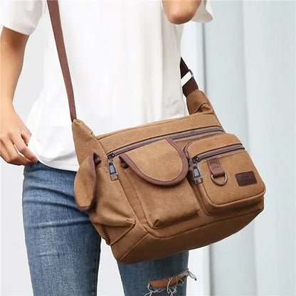 Men's Canvas Shoulder Bag Casual Tote Travel Crossbody Bag Luxury Messenger Bag High Quality Fashion Handbag Chest Bag