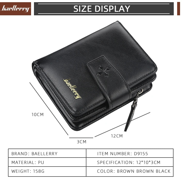 New Business Men Wallets Zipper Card Holder High Quality Male Purse New PU Leather Vintage Coin Holder Men Wallets