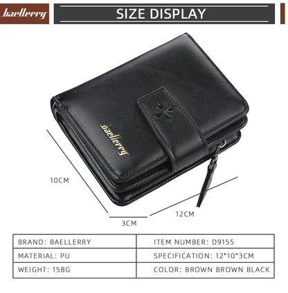 New Business Men Wallets Zipper Card Holder High Quality Male Purse New PU Leather Vintage Coin Holder Men Wallets
