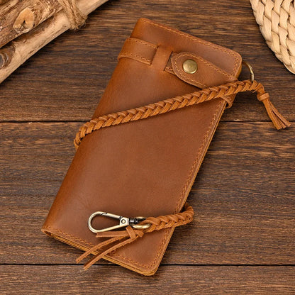 Newsbirds Genuine Leather Long Wallet Wrist Belt Strap Chain Wallet Christmas Gift Wallet gift men woman wallets Clip Purse