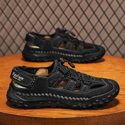 Anti-collision Toe Mens Soft Sole Summer Flats Sandals New Slippers Breathable Beach Shoes Outdoor Casual Shoe Large Size 38-48