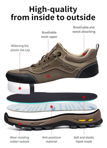 Summer Work Safety Shoes, Men's Puncture Resistant Work Shoes, Protective Shoes, Safety Boots, Tactical Boots