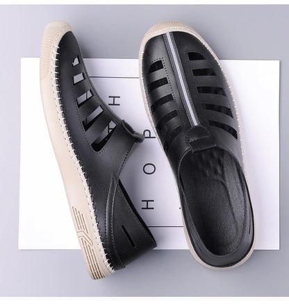 New Summer Genuine Leather Roman Men's Sandals Business Casual Shoes Outdoor Beach Wading Slippers Men's Shoes Big Size 38-48