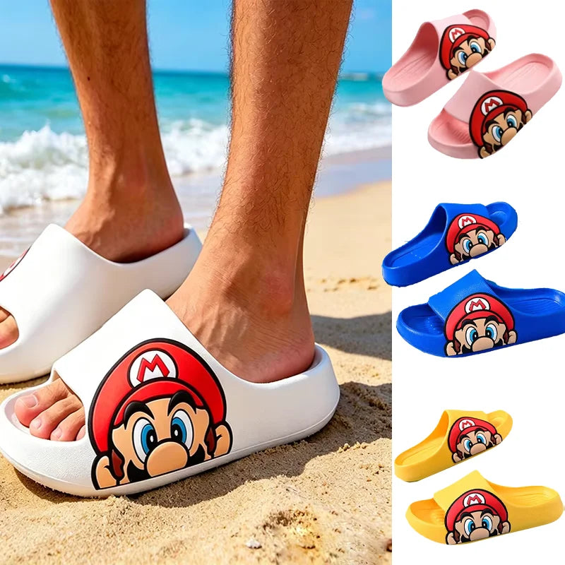High Quality Unisex Anime Super Bros Slippers EVA Summer Non-Slip Home Bathroom Beach Soft Slippers Cartoon Breathable Sandals