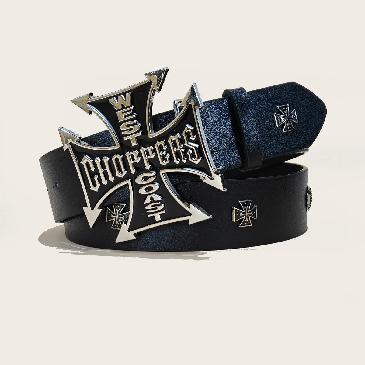 Black Punk Style PU Leather Belt Unisex Gothic Fashion Accessory Cross rivet decoration Y2K rock hip-hop style Jeans Belt Gift