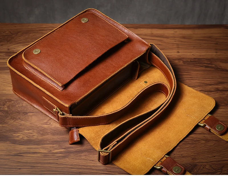NUKA High Quality Top-Grain Cowhide Crossbody Bag Retro Unisex Messenger Bag Luxury Shoulder Bag Genuine Leather Cambridge Bags