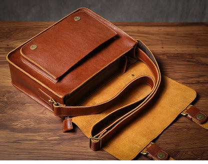 NUKA High Quality Top-Grain Cowhide Crossbody Bag Retro Unisex Messenger Bag Luxury Shoulder Bag Genuine Leather Cambridge Bags