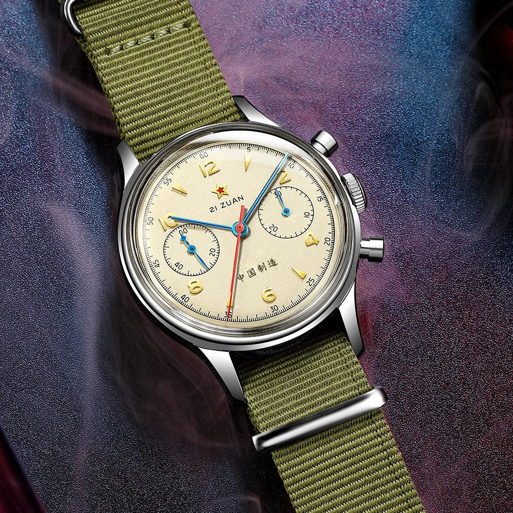 Red Star Retro 1963 Chronograph ST1901 Hand Winding Movement Air Force Pilots Aviation Sapphire Men Mechanical Watch Waterproof