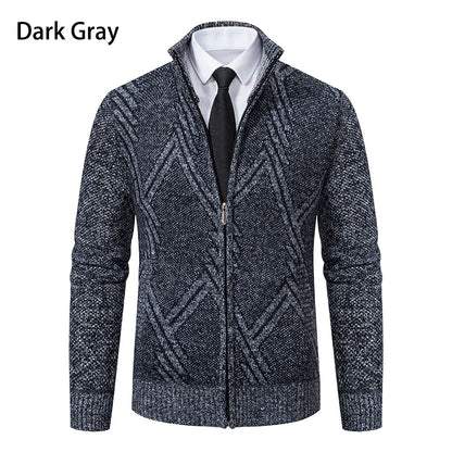 Spring Autumn Knit Cardigan Men Sweater Coat Man Clothes Brown Grey Brand Male Knitting Jackets