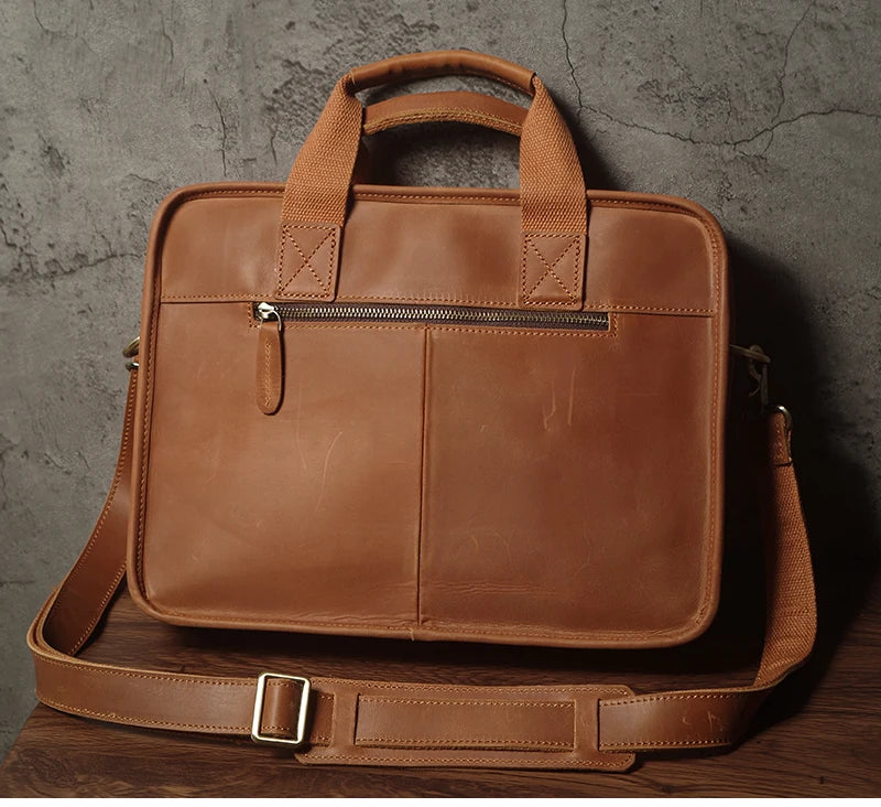 NUKA Retro Natural Cowhide Handbag Men's Real Leather Executive Briefcase Luxury Business Shoulder Bag Daily File Messenger Bags