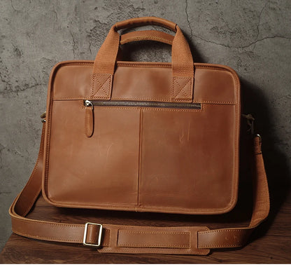 NUKA Retro Natural Cowhide Handbag Men's Real Leather Executive Briefcase Luxury Business Shoulder Bag Daily File Messenger Bags