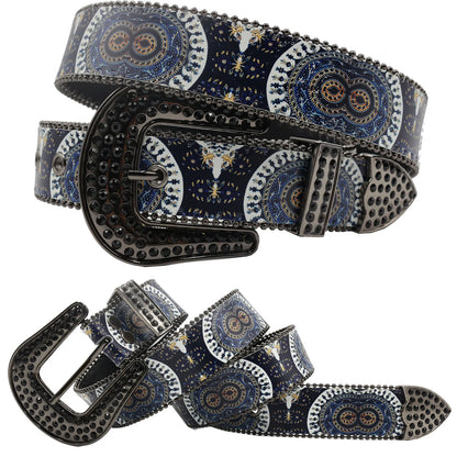 Hip hop Diamond Wide Colour Belt Fashion Rhinestone Vintage Buckle Belt Y2K BB bek Belt