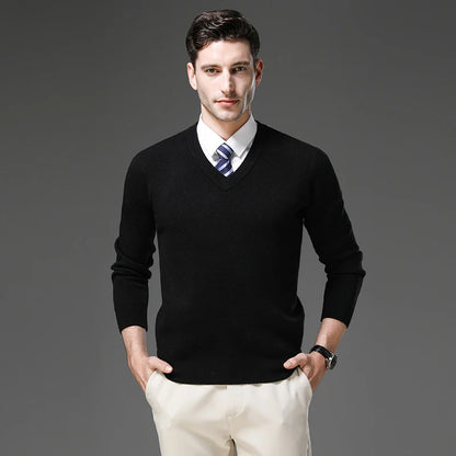 Top Grade Thick Anti-Pilling New Fashion Brand Autum Winter Knit Pullover Men Slim Fit Sweater Business Casual Woolen Jumper