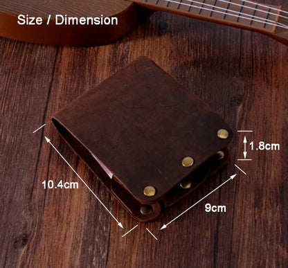 Fashion PUNK Handmade Crazy Horse Genuine Leather Wallet Men Money clip Short Wallet Bag Stud male Purse Card Holder Wallet