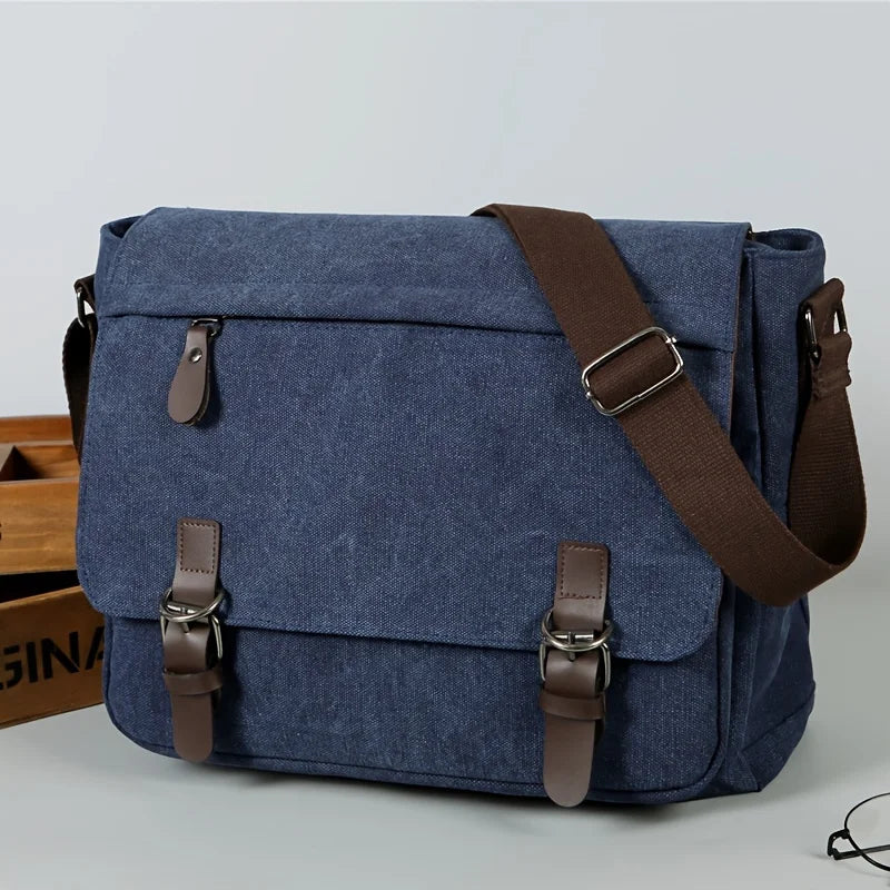 Retro Canvas Messenger Bag for Men, Large Sling Bag, Casual Crossbody Bag for Hanging Out Daily Commute, School Bag College Bags