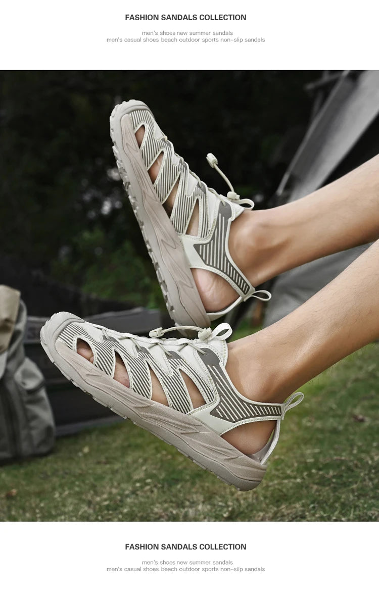 Water-wading quick-drying Baotou Sandals for men 2026 new summer soft soles wearing lightweight non-slip beach shoes for men 46