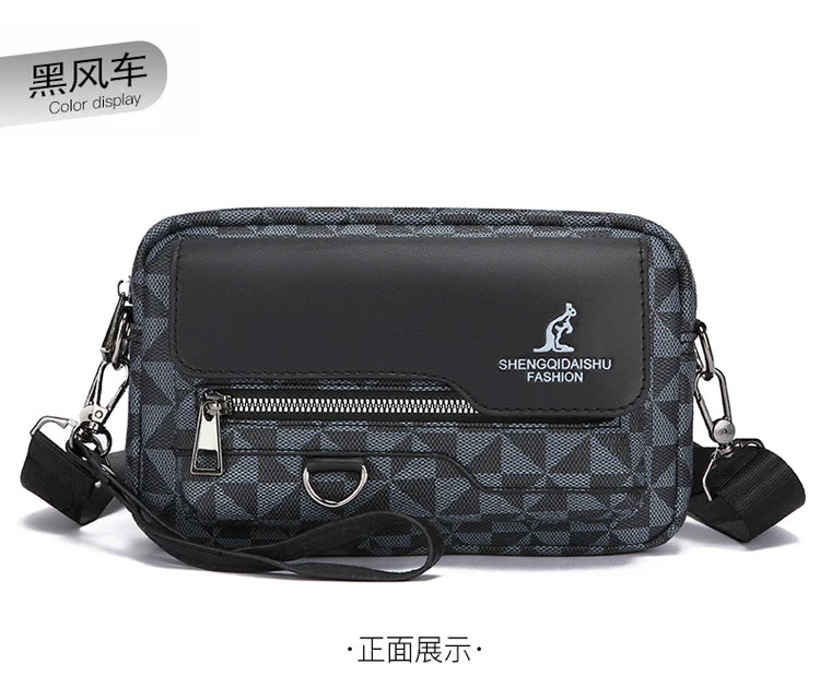 Business Men's Clutch Bags High Quality PU Leather Man's Small Shoulder Bag Multi-Functional Men Handbag Bag With Waist Strap