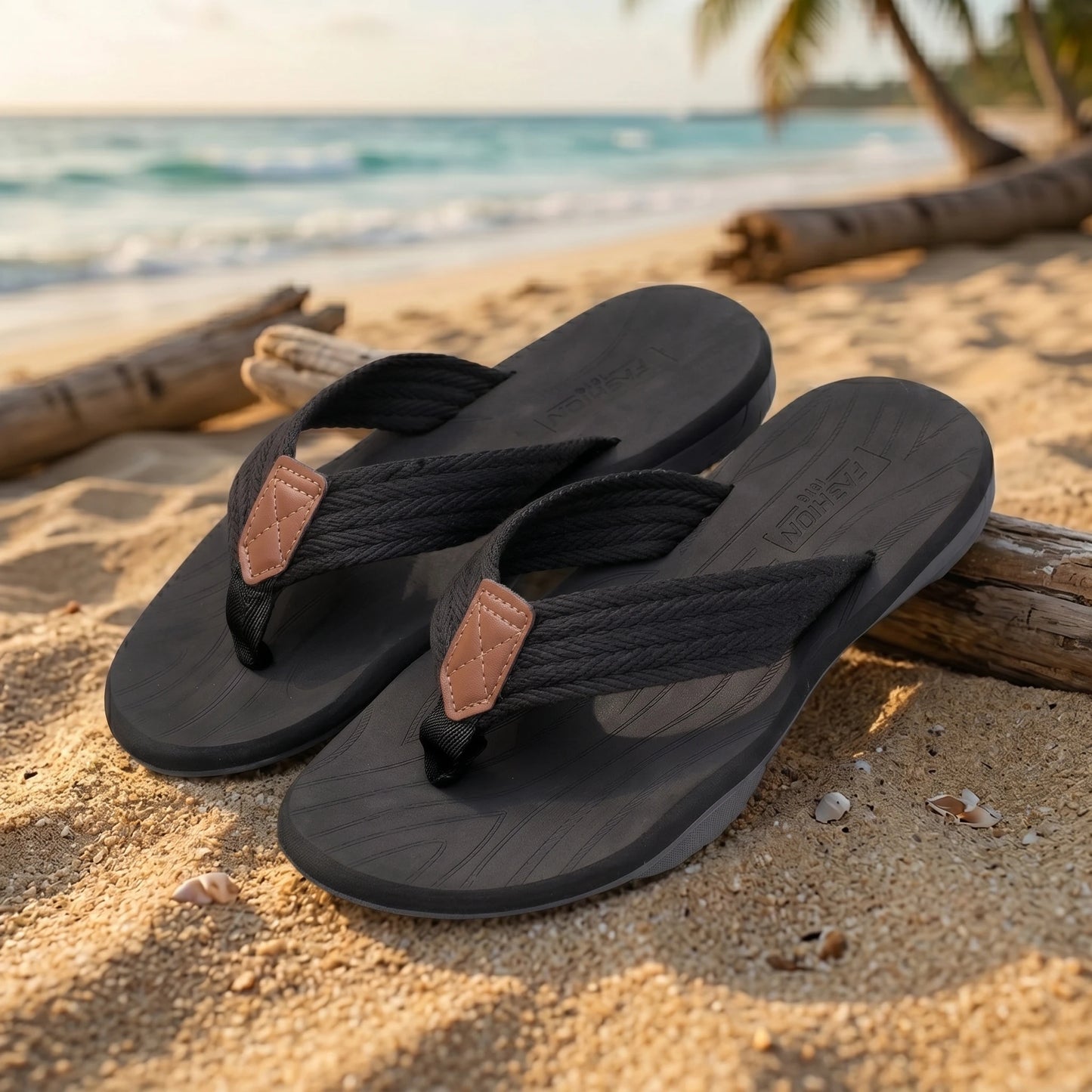 Summer men's slippers made of EVA material are comfortable and non irritating. Outdoor flip flops are of good quality