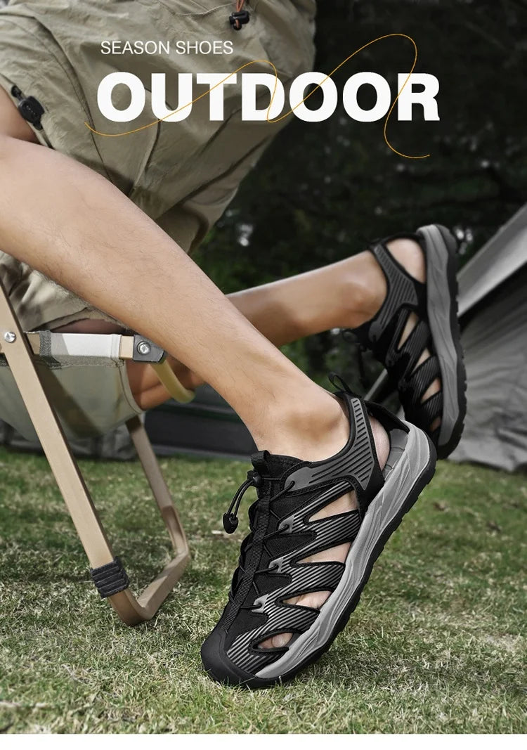 Water-wading quick-drying Baotou Sandals for men 2026 new summer soft soles wearing lightweight non-slip beach shoes for men 46