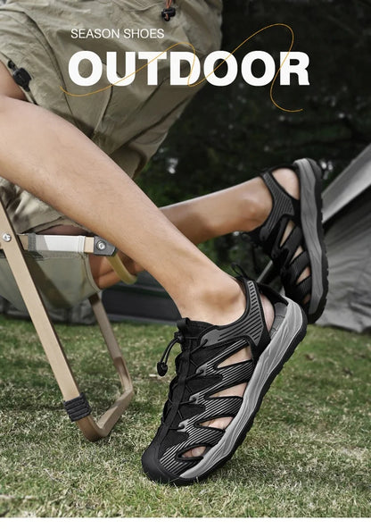 Water-wading quick-drying Baotou Sandals for men 2026 new summer soft soles wearing lightweight non-slip beach shoes for men 46
