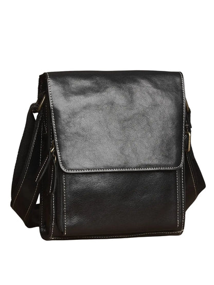 NASVA Men's Genuine Leather Shoulder Bag Vintage Small Crossbody Bag Casual Messenger Bag Outdoor Sports Sling Bag