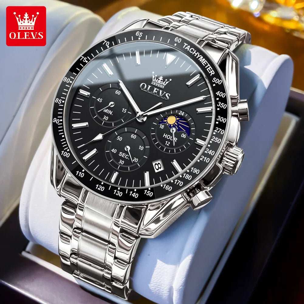 OLEVS 3618 Mens Watch Original Brand Waterproof Luminous Quartz Wristwatch Watch For Man  Multifunctional Chronograph With Box