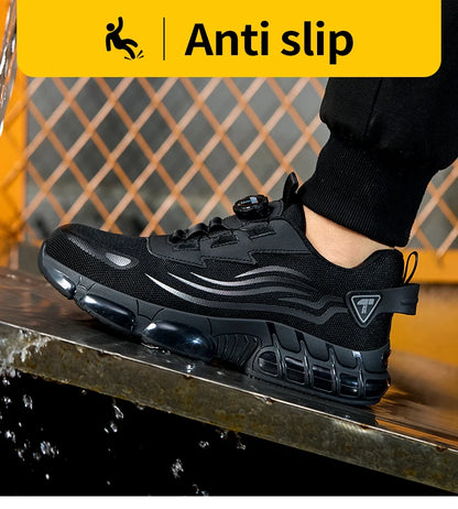 Botones giratorios zapatos de Seguridad masculinos, zapatos de trabajo,  botas de Seguridad Anticoagulantes  Tactical Boots
