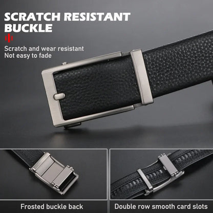 Premium Top Layer Cowhide Men'S Belt - Soft, Durable & Stylish With Automatic Alloy Buckle For Business Wear