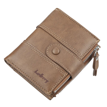 New  Men Wallets Fashion Short Desigh Zipper Card Holder Men Leather Purse Solid Coin Pocket High Quality Male Purse