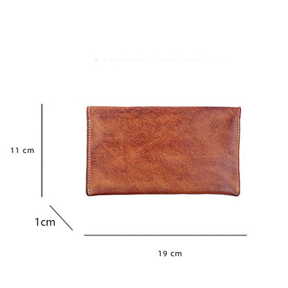 Large Capacity Men Wallet Vintage Genuine Cow Leather Handbag Card Holder Phone Pocket High Quality Handmade Male Money Clips