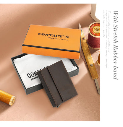 Genuine Leather RFID Card Wallets for Men Aluminium Box Travel Card Case Card Holders Money Clips Slim Casual Business Wallets