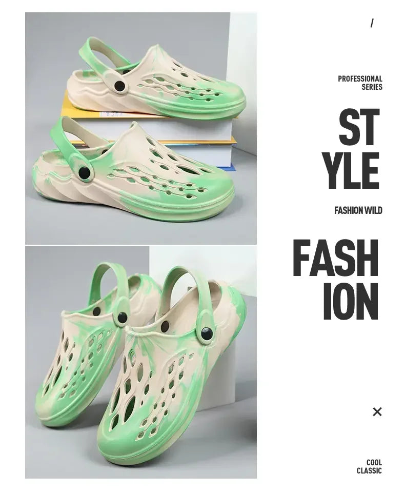 Outdoor Men's Summer Sandals Breathable EVA camouflage Slip-On Casual Shoes round Toe Flat Heel Color Block Pattern