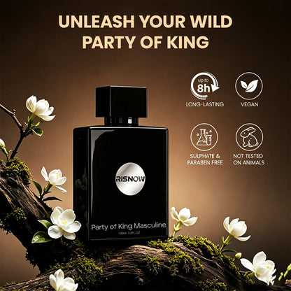 RISNOW Spicy Woody Fragrance 3.4 oz 100ml for Men - Party of King Masculine with Bergamot Pineapple Birch Patchouli Long-Lasting Luxury Arabian Men's Perfume