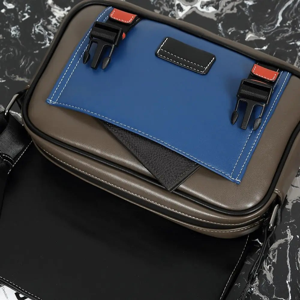 Casual PU Leather Messenger Bag Multi-pocket Design Vintage Shoulder Bag Durable Male Handbags Travel