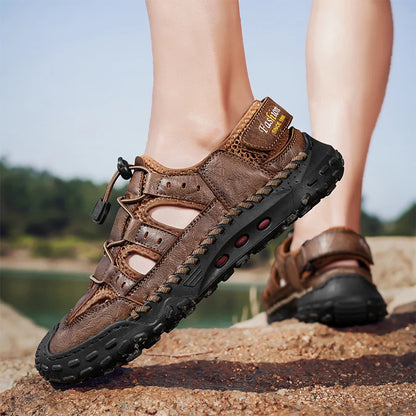 Anti-collision Toe Mens Soft Sole Summer Flats Sandals New Slippers Breathable Beach Shoes Outdoor Casual Shoe Large Size 38-48